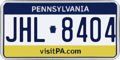 PA license plate JHL8404
