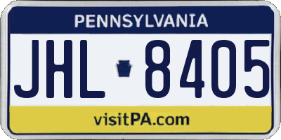 PA license plate JHL8405