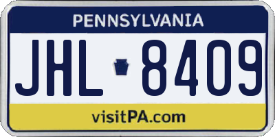PA license plate JHL8409