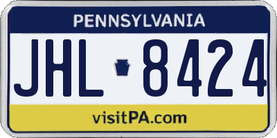 PA license plate JHL8424