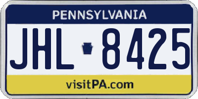 PA license plate JHL8425