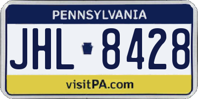PA license plate JHL8428