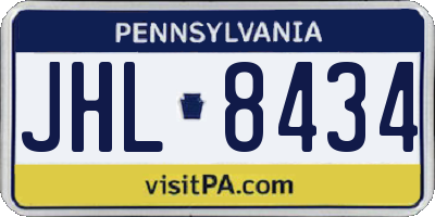 PA license plate JHL8434