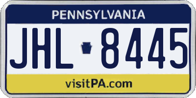 PA license plate JHL8445