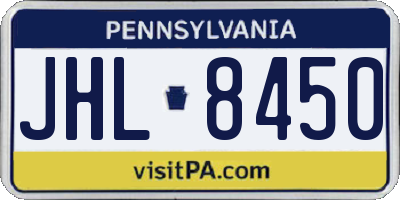 PA license plate JHL8450