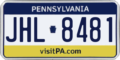 PA license plate JHL8481