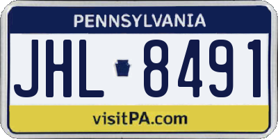 PA license plate JHL8491