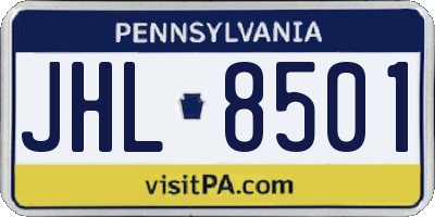 PA license plate JHL8501
