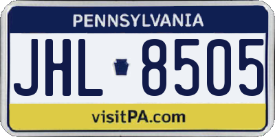 PA license plate JHL8505