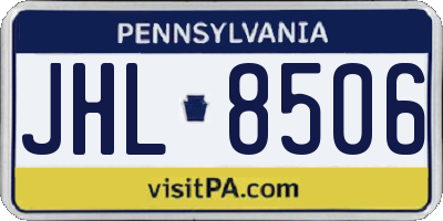 PA license plate JHL8506