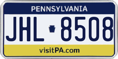 PA license plate JHL8508