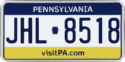 PA license plate JHL8518