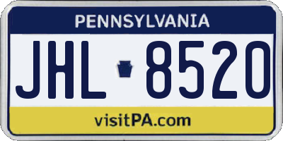 PA license plate JHL8520