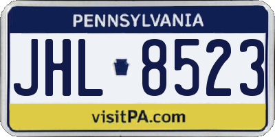 PA license plate JHL8523