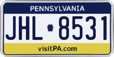PA license plate JHL8531