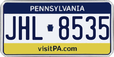 PA license plate JHL8535