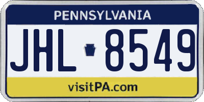 PA license plate JHL8549