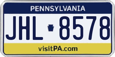 PA license plate JHL8578