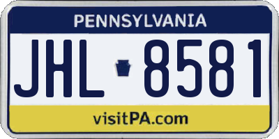 PA license plate JHL8581