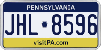 PA license plate JHL8596
