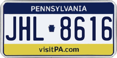 PA license plate JHL8616