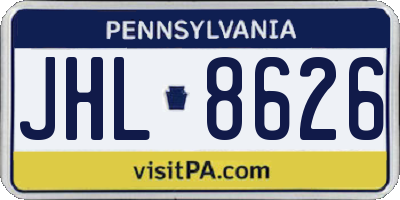 PA license plate JHL8626