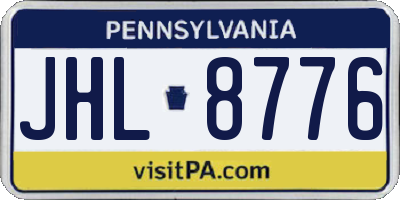 PA license plate JHL8776