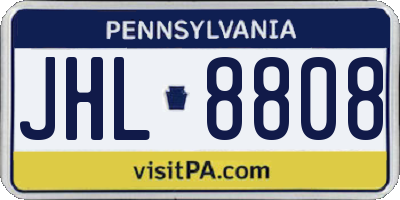 PA license plate JHL8808