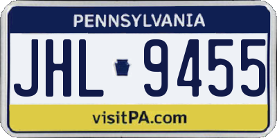 PA license plate JHL9455