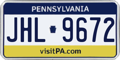 PA license plate JHL9672