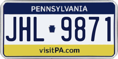 PA license plate JHL9871
