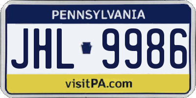 PA license plate JHL9986