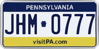 PA license plate JHM0777