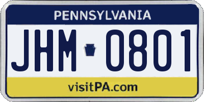 PA license plate JHM0801