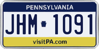PA license plate JHM1091