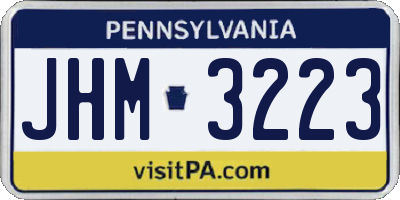 PA license plate JHM3223