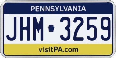 PA license plate JHM3259