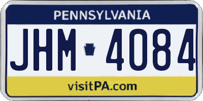 PA license plate JHM4084