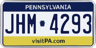PA license plate JHM4293