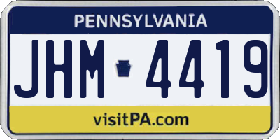 PA license plate JHM4419