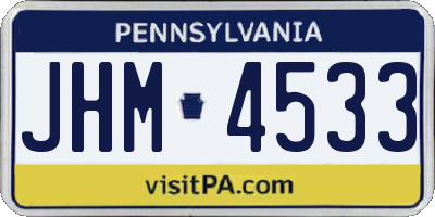 PA license plate JHM4533