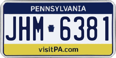 PA license plate JHM6381