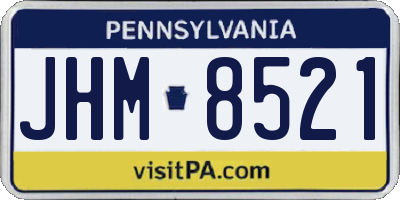 PA license plate JHM8521