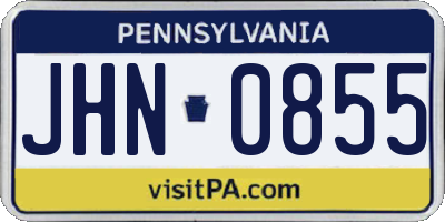 PA license plate JHN0855