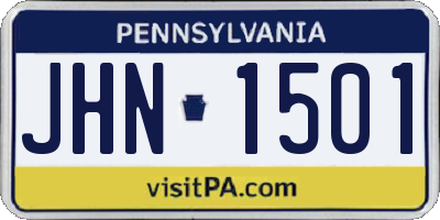 PA license plate JHN1501