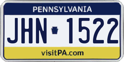 PA license plate JHN1522