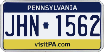 PA license plate JHN1562