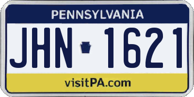 PA license plate JHN1621