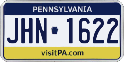 PA license plate JHN1622