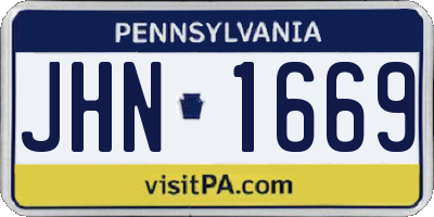PA license plate JHN1669